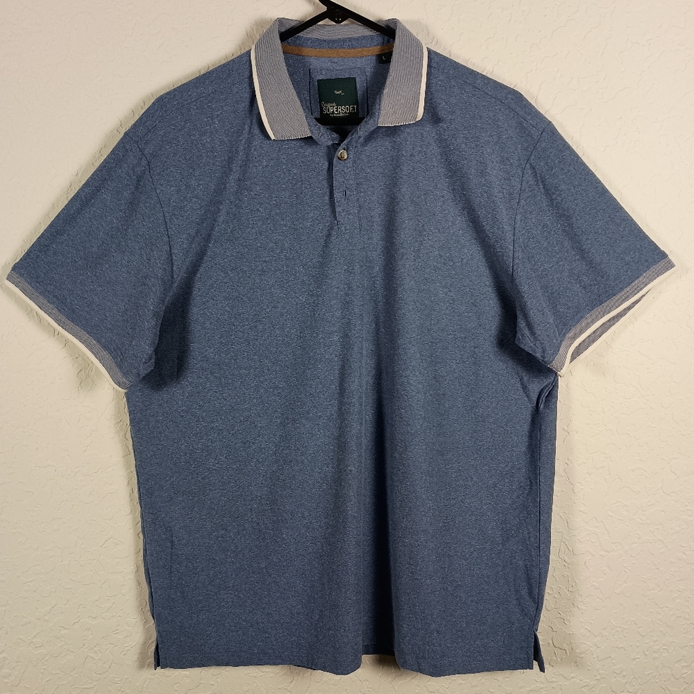 bruno@milano Mens Polo Shirt Blue L Short Sleeve Supersoft Knit Regular Fit - Picture 2 of 7
